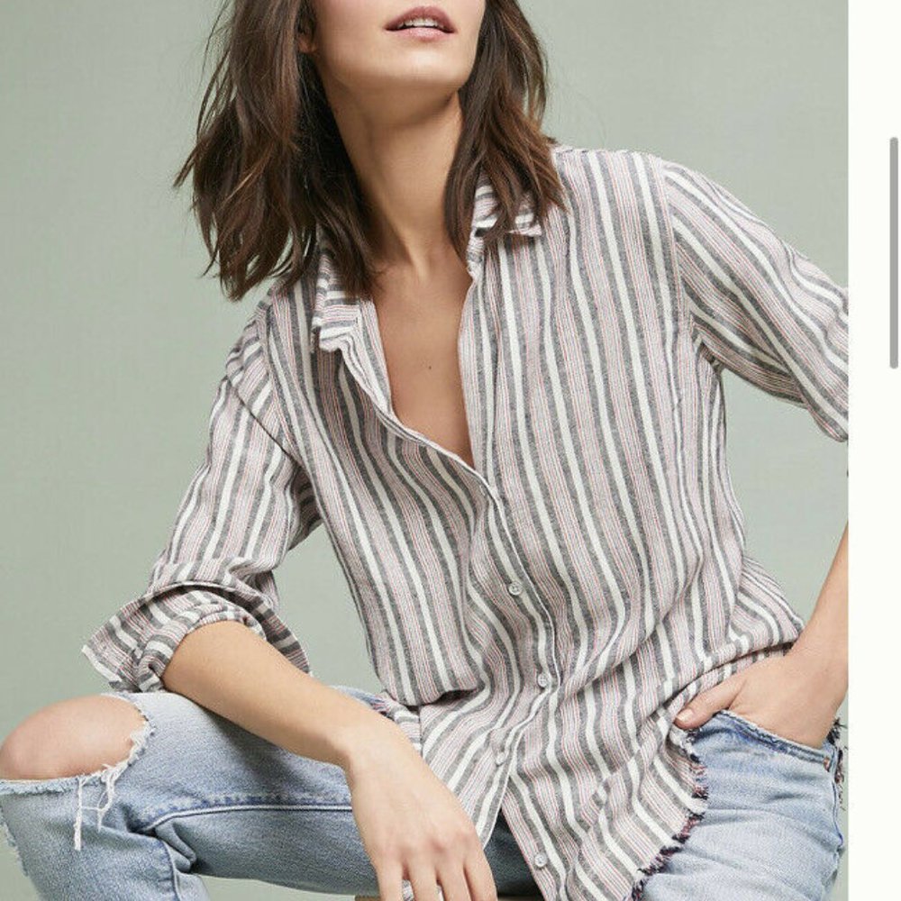 Anthropologie Striped Oversized Buttondown